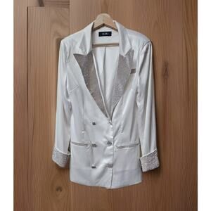 AKIRA Embellished Beaded Rhinestone Button Plazer Jacket Women’s Size L